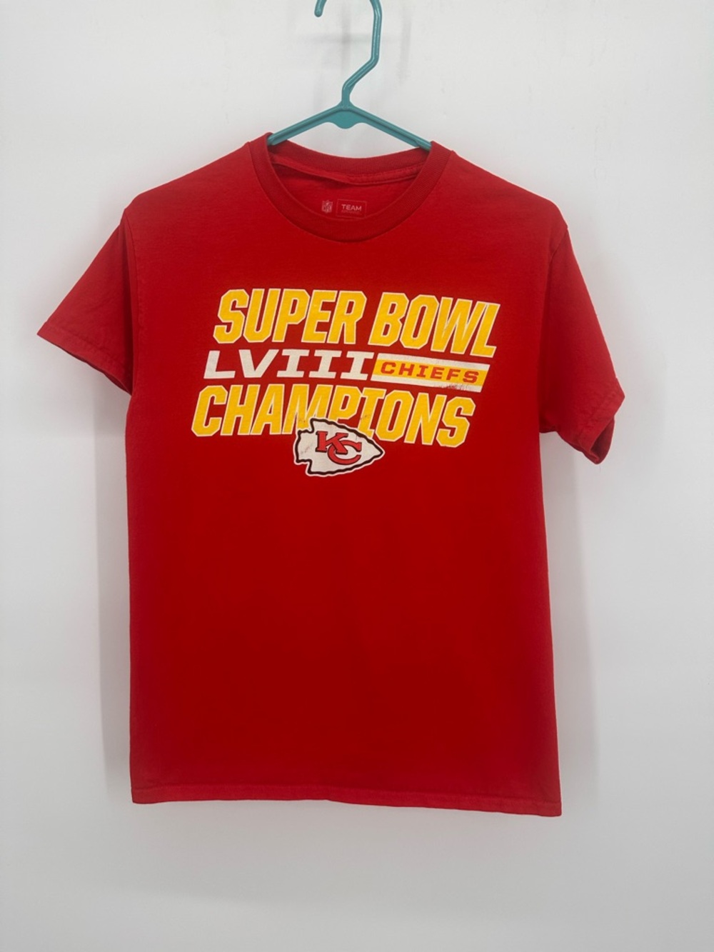 Team Apparel Red Crew Neck NFL Logo Tee